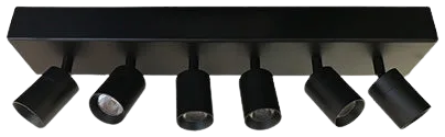 Foco metal dimeable negro mate 29x8 cm 6 luces LED 3W - TORE0003