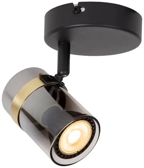 Foco metal negro vidrio humo Ø6x9.6 cm GU10 - LUFO0020
