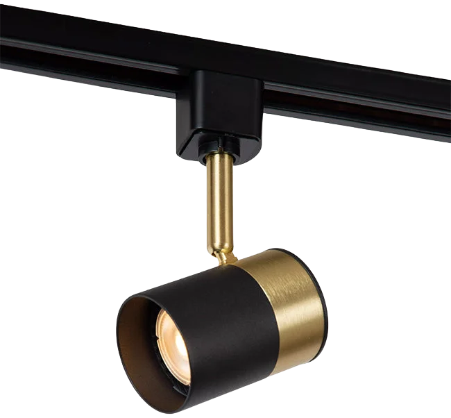 Foco para riel aluminio negro dorado GU10 - LUFO0024