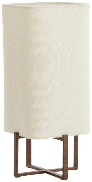 Lámpara de mesa imitación madera marrón oscuro bouclé crema 21,5x21,5x50,5 cm E27 - LLLS0377