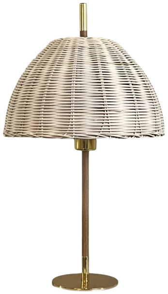 Lámpara de mesa ratán madera metal Ø32x55 cm E27 - ILLS0004
