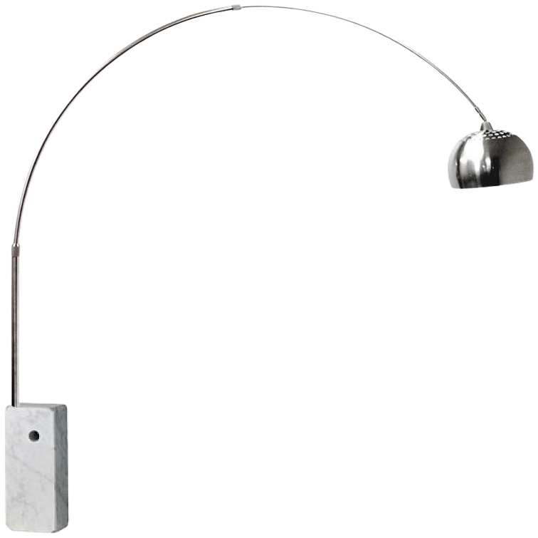 Lámpara de pie arco metal cromo mármol blanco E27 - LGLP0004
