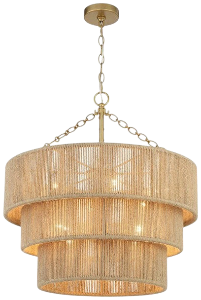 Lámpara colgante metal yute Ø60 cm 8 luces E14 - LGLC0176