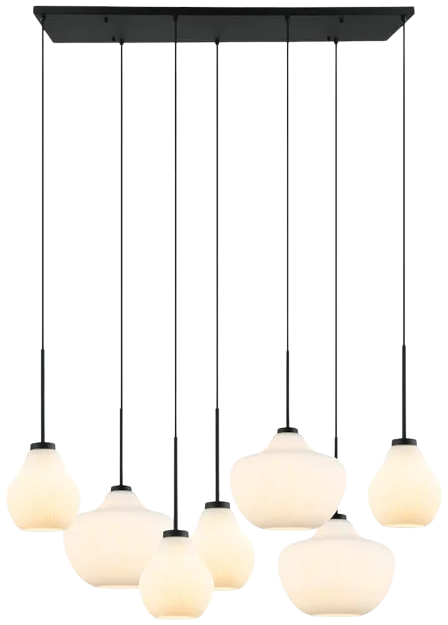 Lámpara colgante metal negro vidrio empavonado 7 luces 1,16x60 cm E27 - ONLC0061