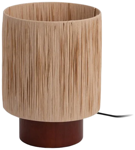 Lámpara sobremesa pantalla rafia base madera Ø21x29 cm E27 - OPLS0018