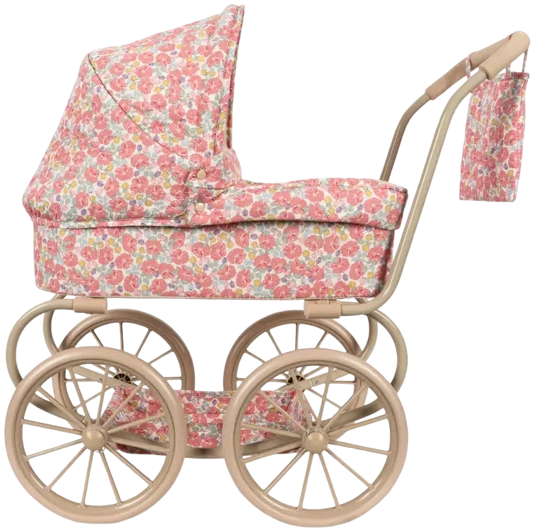 Coche / Moises Vintage para muñecas Minnie - Rose anglaise