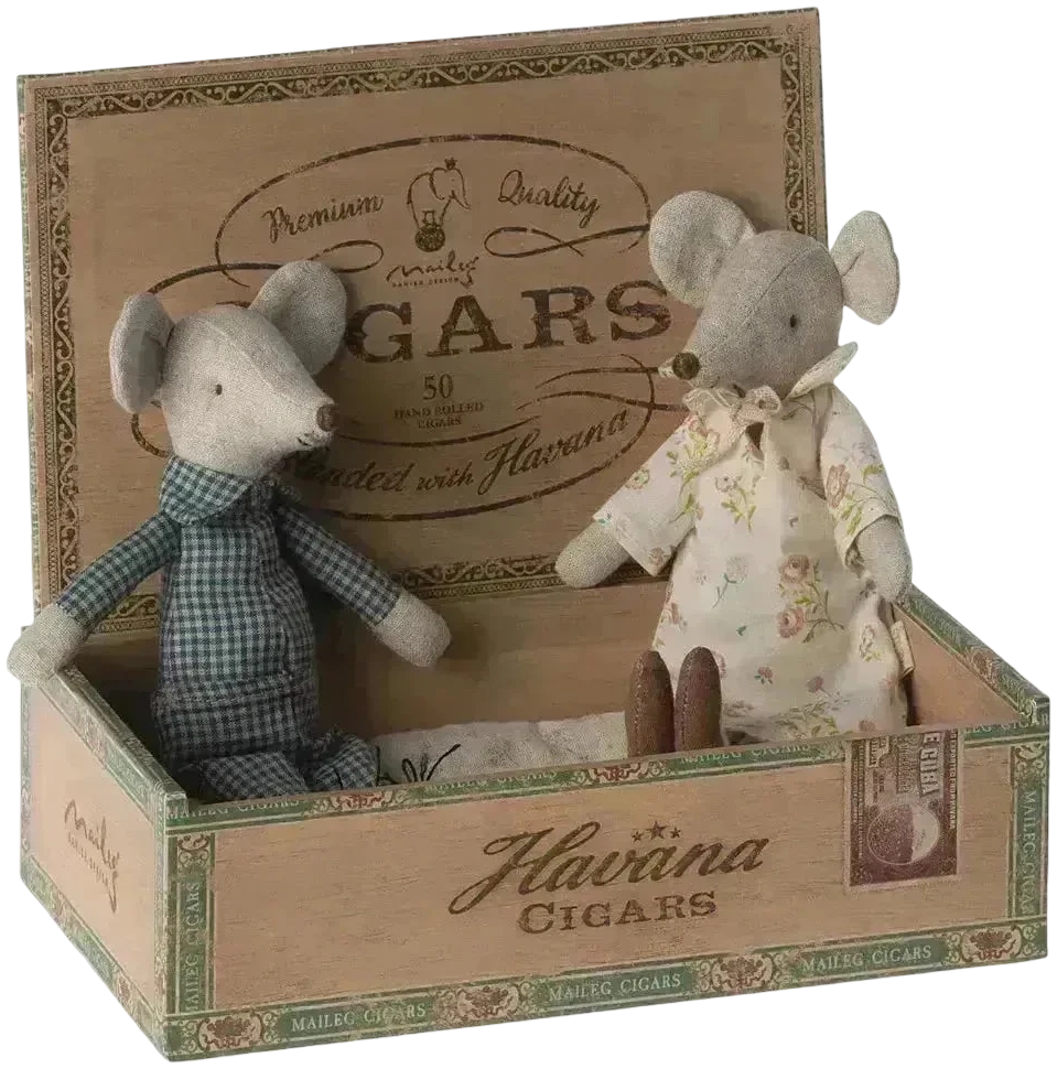 Grandma and Grandpa mice in cigarbox