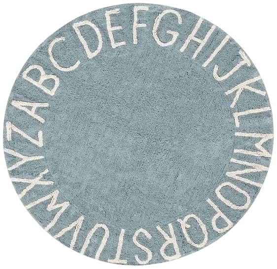 Alfombra lavable redonda ABC Natural - Vintage blue