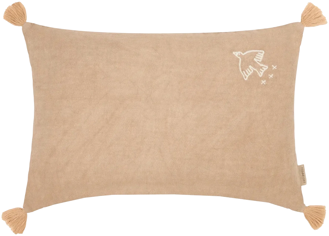 Cojín rectangular tassel bordado de lino francés lavado L1NO - Sesame