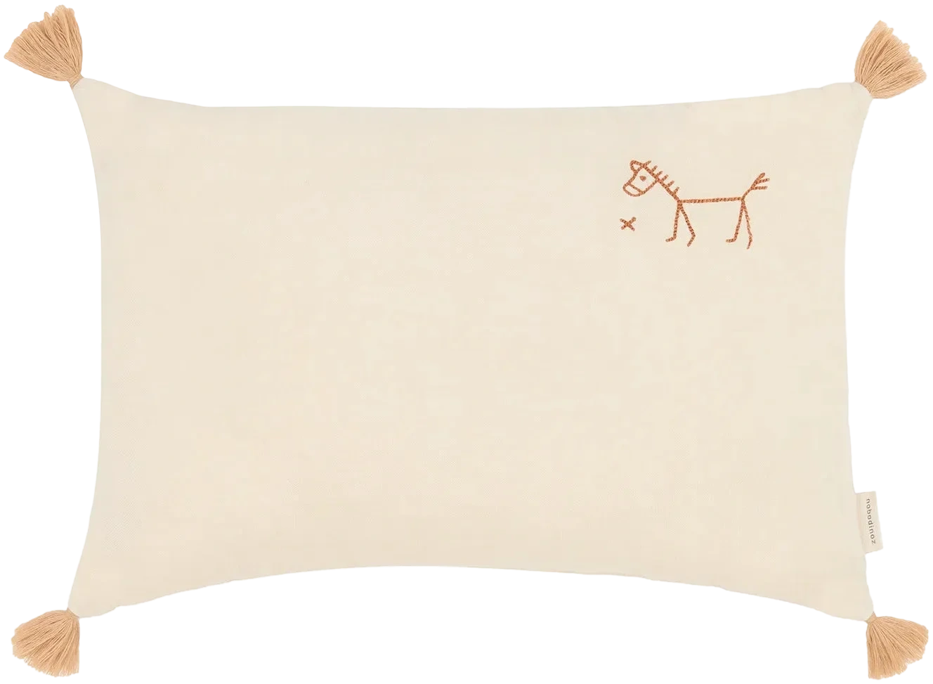 Cojín rectangular tassel bordado de lino francés lavado L1NO - Ginger