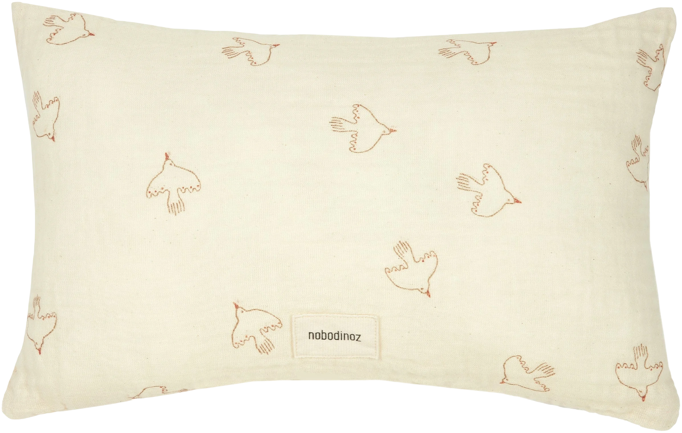 Cojín Rectangular Wabi Sabi (doble gasa algodón lavado) - Brown Hoshi Birds