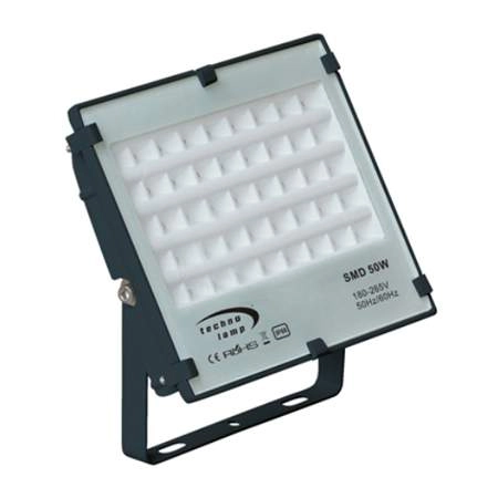 Proyector de área metal vidrio gris exterior IP65 22,7x19 cm LED 50 W - MUFO0053