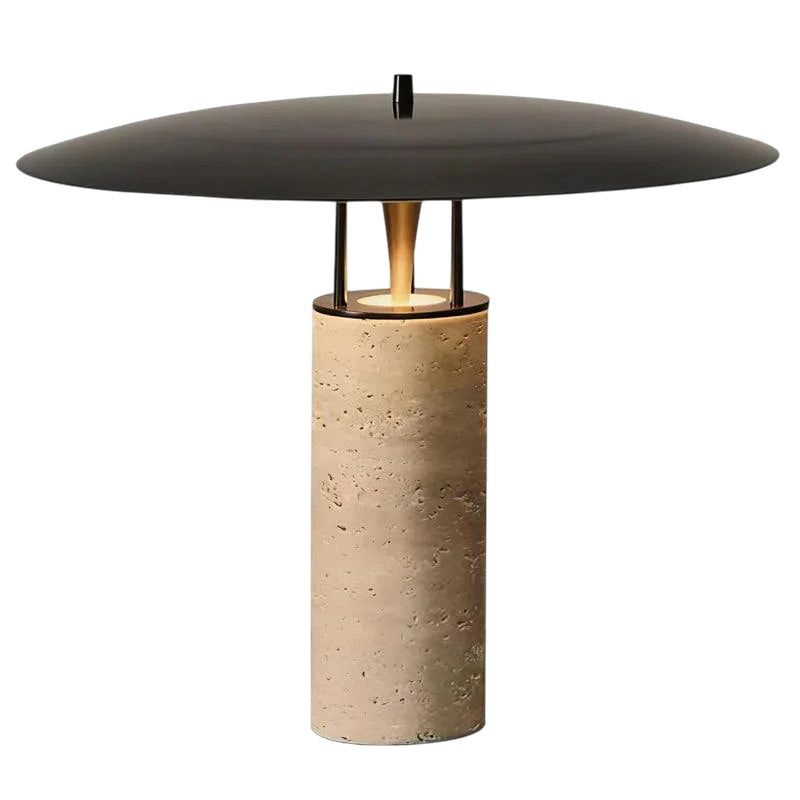 Lámpara sobremesa travertino metal negro Ø40x33 cm 5W LED - LGLS0065