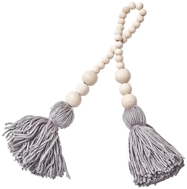 Colgante Madera - Pompones Gris