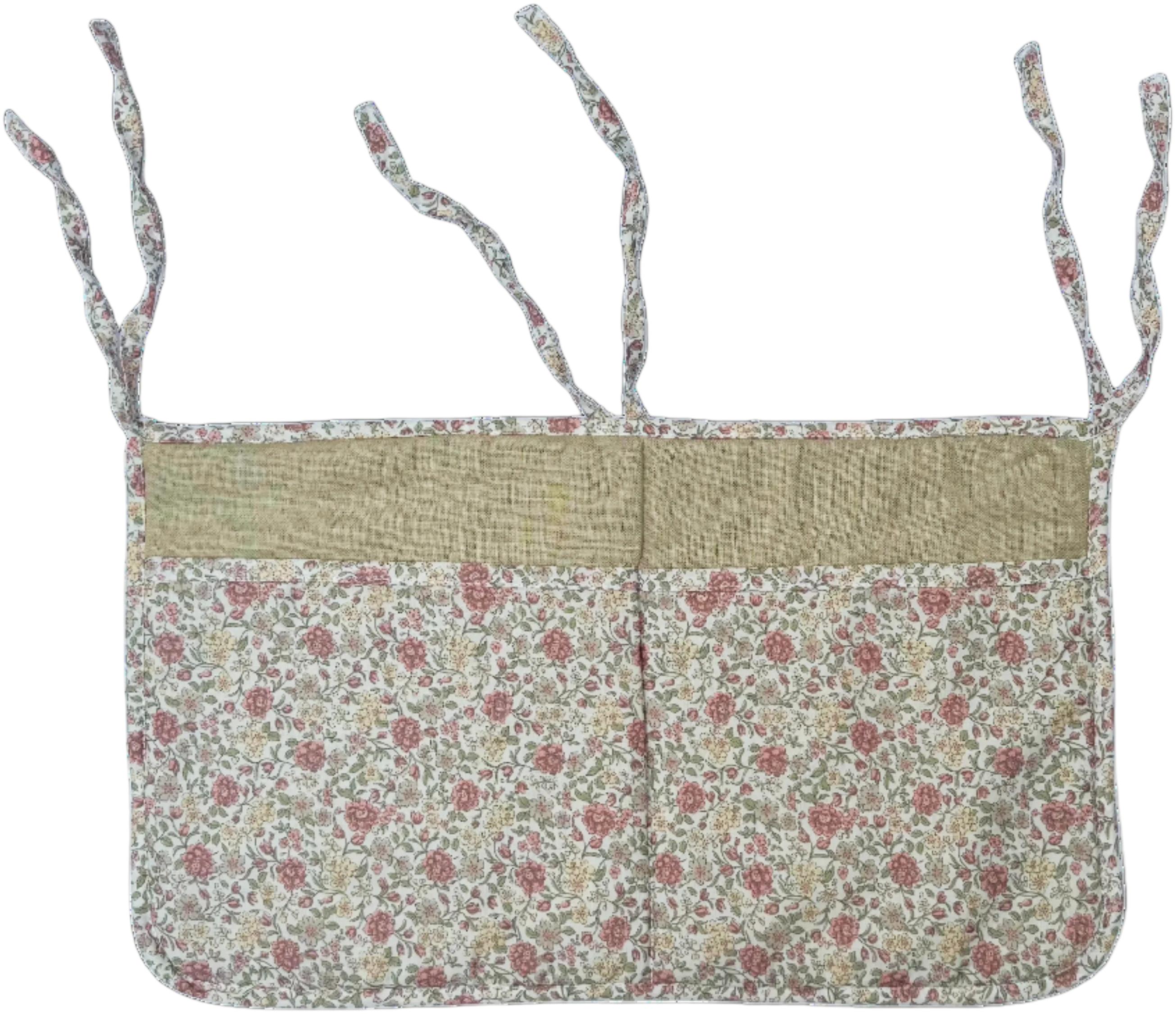 Bolsillo organizador de cuna - Beige y flores rosa