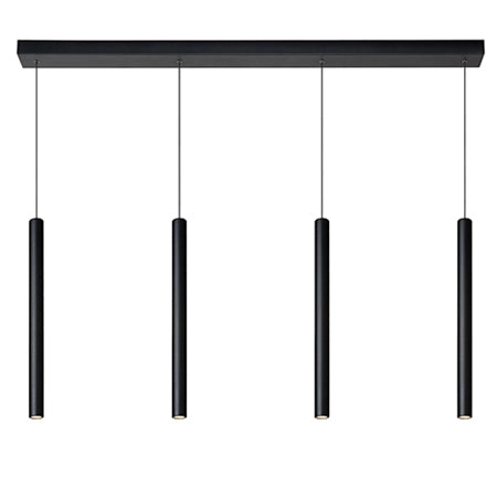 Lámpara colgante aluminio negro 1,20 mt. LED 4 luces 16W - LULC0097